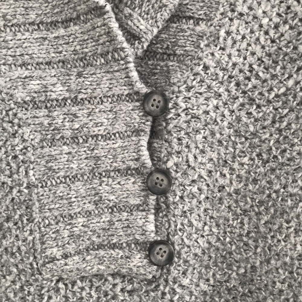 DKNY | Women’s cotton blend shawl collar sweater. Light gray, size L - Picture 3 of 7